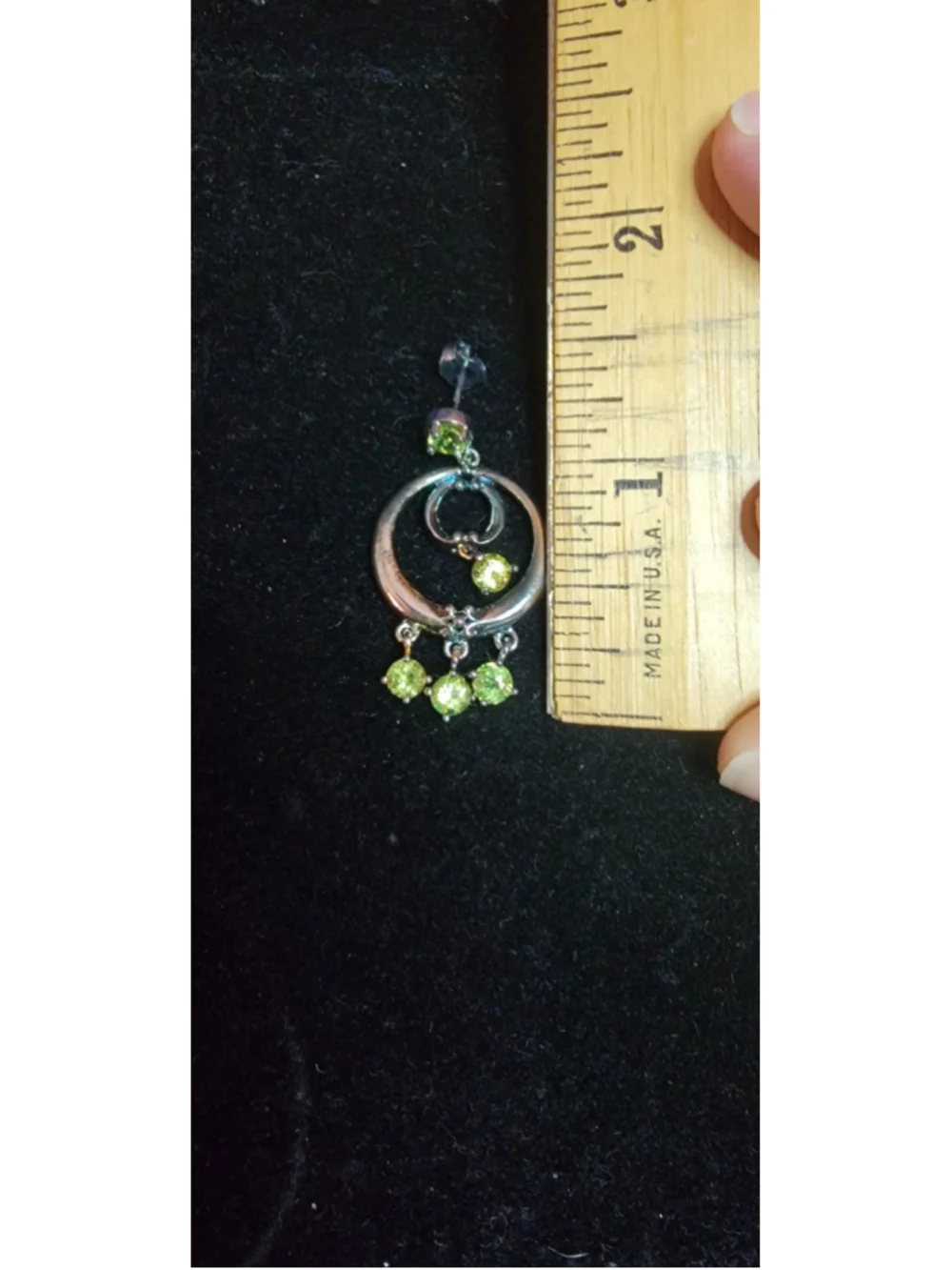 Y2K Sterling Silver Rainbow CZ & Green Peridot Dangle Earrings 925 Thailand